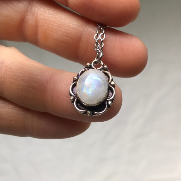 Jewelry - Rainbow moonstone 925 sterling silver pendant